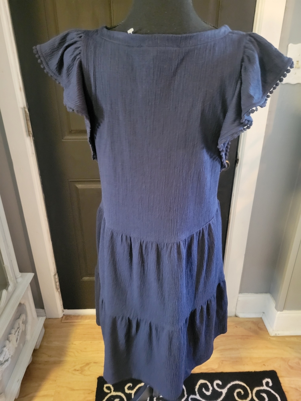 LOFT Navy Ribbed V-Neck Top - Picture 3 of 4
